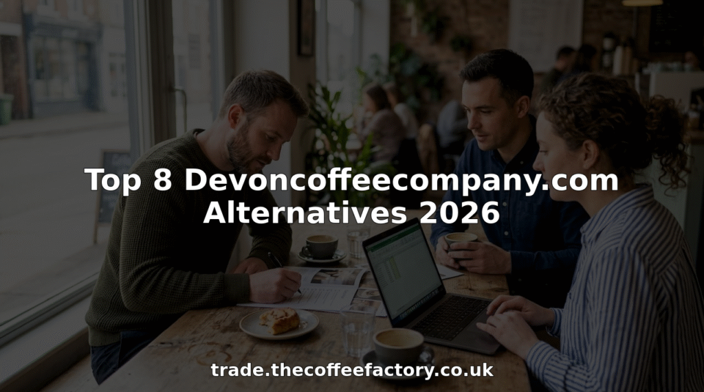 Team comparing coffee suppliers at café table