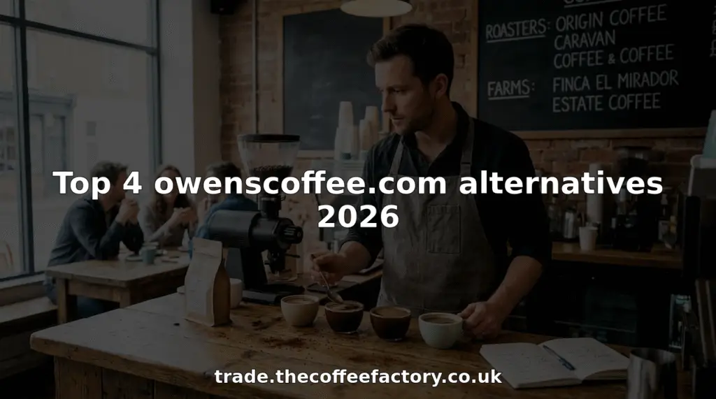 Barista compares four coffee suppliers at café counter